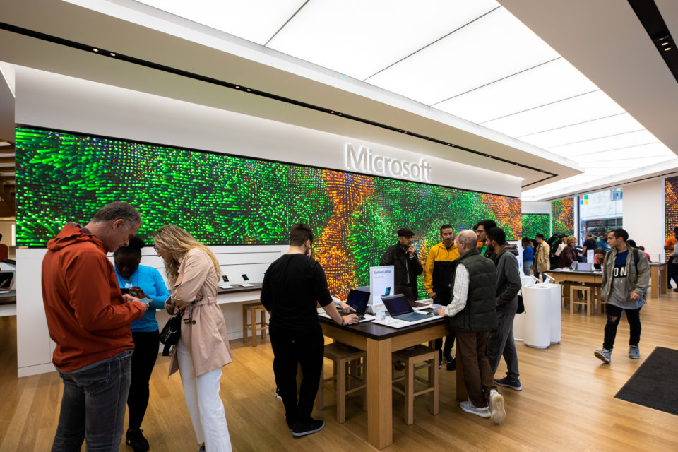 Microsoft's first flagship store in Europe launches with immersive digital  content from Moment Factory