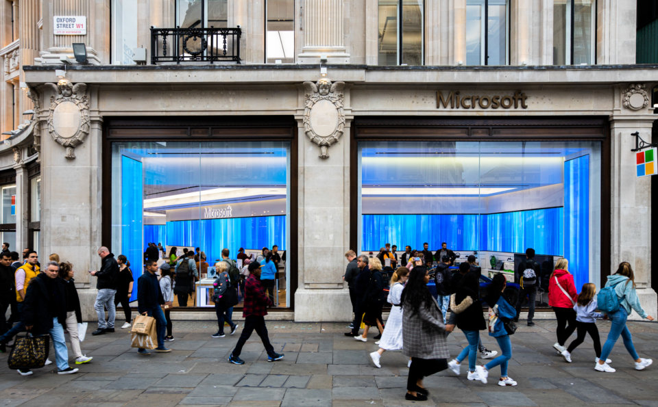 An immersive retail experience at Microsoft flagship store in London