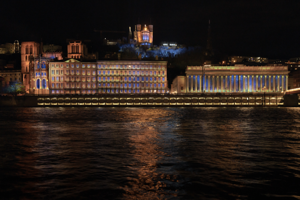An illuminated tableau that echoes the Lyon Festival of Lights